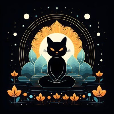 坐在莲花上打坐的猫 3 作者 Kurt Heppke