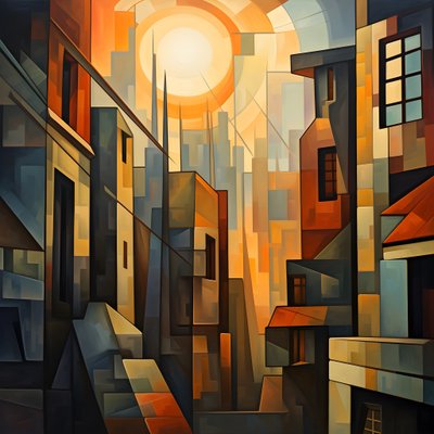 立体主义风格城市山水画3 作者 Kurt Heppke