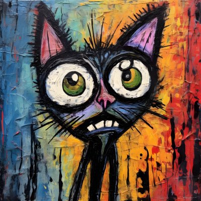 卡通猫好奇地抬头看东西的新表现主义 2 作者 Kurt Heppke