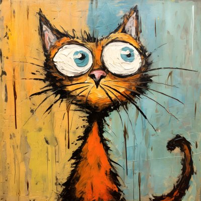 卡通猫好奇地抬头看东西的新表现主义 4 作者 Kurt Heppke