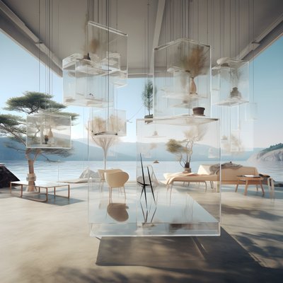 中间有岛台的透明建筑 2 作者 库尔特赫普克