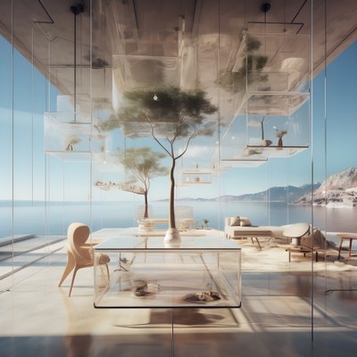 透明建筑，中间有岛桌 4 作者 Kurt Heppke