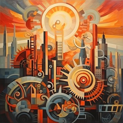 齿轮和工具 抽象日出 1950 年代 3 作者 Kurt Heppke