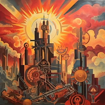 齿轮和工具 抽象日出 1950 年代 4 作者 Kurt Heppke