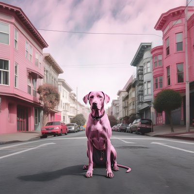 圣弗朗西斯科市中央的粉红狗 1 作者 Kurt Heppke