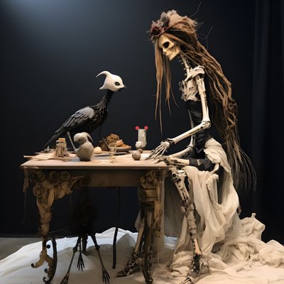 桌子上有一个大娃娃，上面有骷髅 3 作者 Kurt Heppke