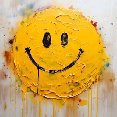 用厚涂 4 画黄色笑脸 作者 Kurt Heppke