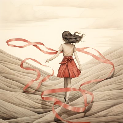 一个带着丝带跳舞的女孩的天真绘画 4 作者 Kurt Heppke