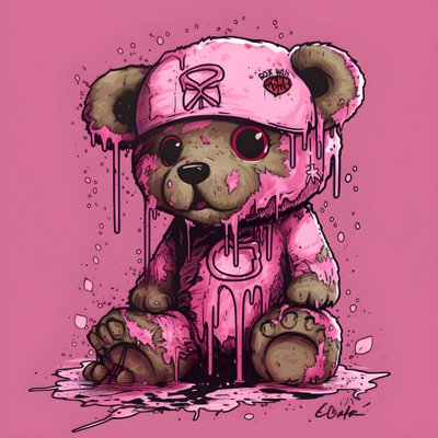 额头上有棕色纹身的粉色中性泰迪熊 4 作者 Kurt Heppke