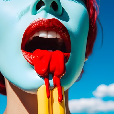 超级靠近女人嘴边的彩色融化冰棒 3 作者 Kurt Heppke
