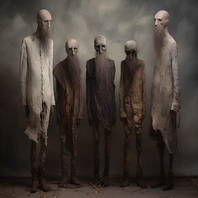 四个相邻而立的泥塑 3 作者 Kurt Heppke