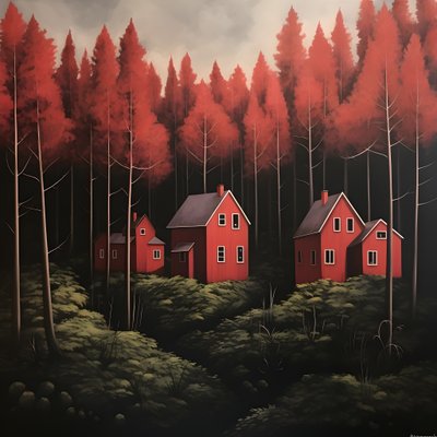 森林里的四栋红房子2 作者 Kurt Heppke
