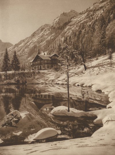 Der Christlessee bei Oberstdorf；奥伯斯多夫附近的克里斯特湖（黑白照片） 作者 库尔特·希尔斯彻
