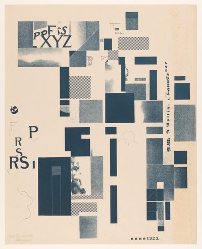 与印刷元素的组合 作者 Kurt Schwitters（艺术家签名）