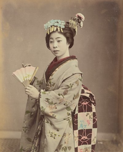 [拿扇子的年轻女子] 作者 日下金兵卫