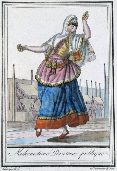 Mahometane 公共舞者 - 在 J. Grasset St Sauveur 编着的“Encyclopédie des voyages”中。 德罗伊, 巴黎 作者 LF Labrousse