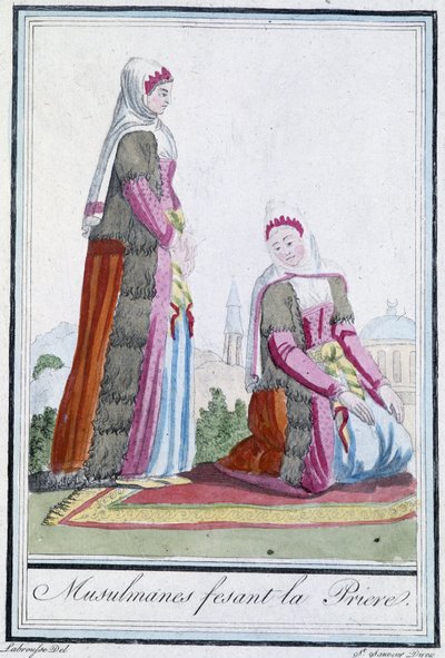 祈祷中的穆斯林 - 在 J. Grasset St Sauveur 编的“”Encyclopédie des voyages”中。 德罗伊, 巴黎 作者 LF Labrousse