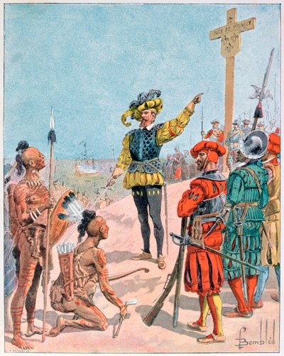 雅克-卡蒂尔占有加拿大加斯佩湾，1534年 1900年 作者 盖斯莱