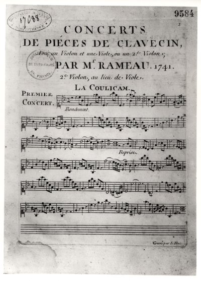 Jean-Philippe Rameau（1683-1764）1741年的“大键琴音乐会”评分表 作者 顺化
