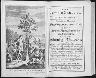 乔治·伦敦和亨利·怀斯的Retird Gardener饰演，由Van der Gucht雕刻，1706年（bw照片） 作者 拉盖尔