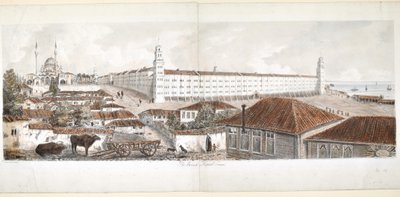 1857年Scutari的Barrack医院的视图 作者 艾丽西亚·布莱克伍德夫人