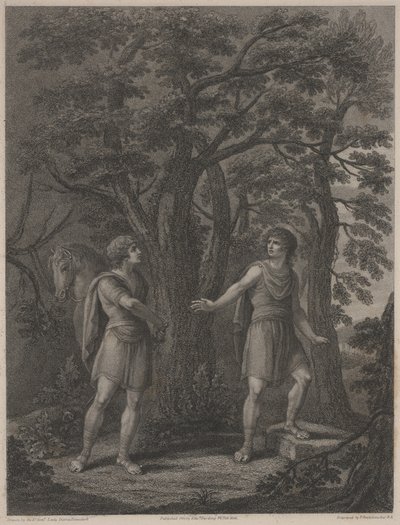 弗朗切斯科·巴托洛佐（Francesco Bartolozzi 1797）所作的插图为“帕拉蒙和阿尔凯特”的插图（点刻） 作者 戴安娜夫人（后）Beauclerk