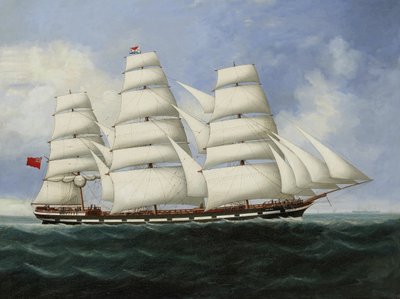全副武装的商船 "Loch Long "号在海上扬帆起航 作者 来凤