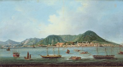香港海港，c.1830-40（布面油画） 作者 Lam Qua (attr. to)