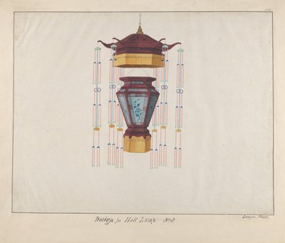 大厅灯的设计，约1800-1810年。 作者 拉姆夸