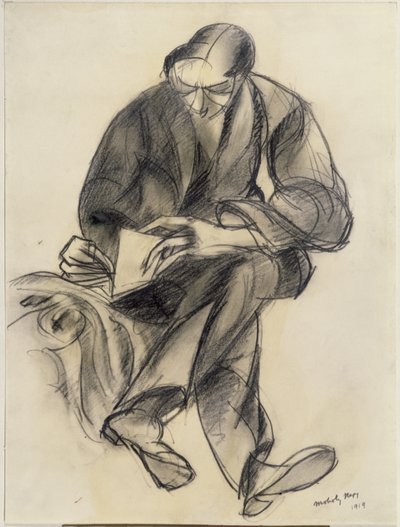 坐姿人物阅读，1919年 作者 拉斯洛·莫霍利·纳吉（Laszlo Moholy Nagy）