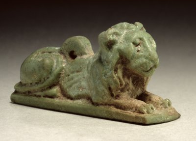 卧式狮子护身符（绿色彩陶） 作者 Late Period Egyptian