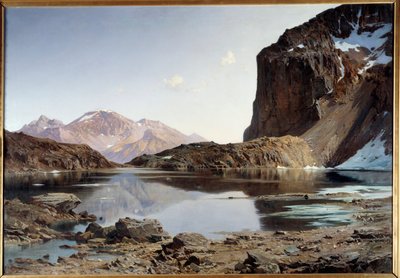 阿尔卑斯山上的埃乔达湖。Laurent Guetal（1841-1892 年）的画作 作者 洛朗·瓜塔尔（LaurentGuétal）