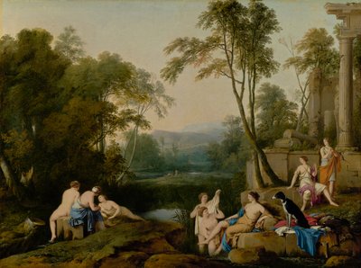 戴安娜和她的若虫在一个风景，1644年 作者 Laurent de la Hyre