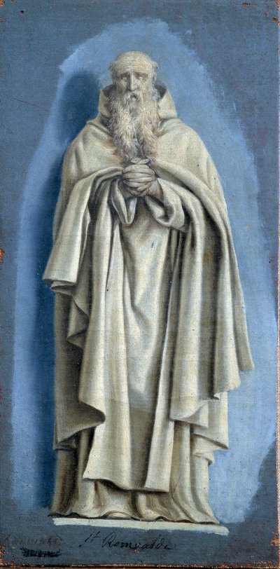Saint Romuald 祈祷 Laurent de La Hyre（1606-1656）17 世纪太阳在画布上与卡马约绘画。 0,36 x 0,18 m 巴黎。 卢浮宫 作者 劳伦·德拉·海尔
