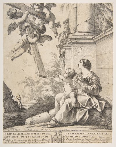 处女与天使的孩子，1639年。 作者 劳伦·德拉·海尔