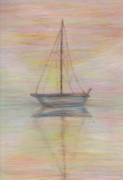 P 镇，2025 年（色调纸上的彩色铅笔） 作者 