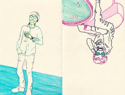 双重麻烦》，2024 年（色调纸上的记号笔） 作者 