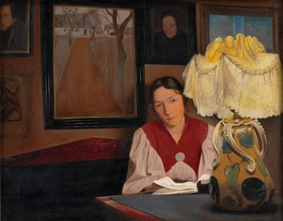 灯光下的艺术家之妻》，1898年。 作者 劳瑞特的安徒生戒指