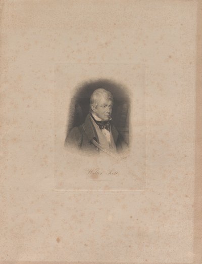 历史小说家和诗人沃尔特-斯科特爵士的肖像，1771-1832年，约1840年。 作者 拉撒路（Lazarus Gottlieb Sichling）
