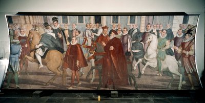 1574 年，总督贾科莫·杜拉佐·格里马尔迪 (Doge Giacomo Durazzo Grimaldi) 指导红衣主教弗朗切斯科·帕切科 (Francesco Pacheco 作者 拉扎罗·塔瓦罗内