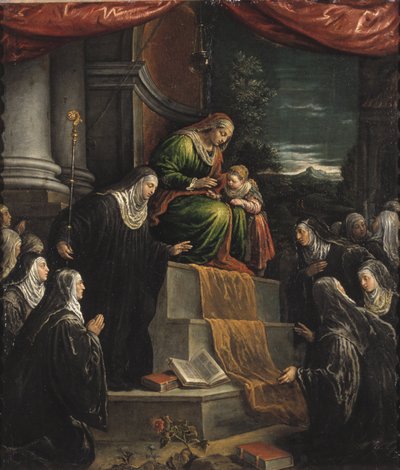 Sainte Anne et la Vierge Marie enfant - 圣安妮和玛丽的孩子，由巴萨诺，莱昂德罗（1557-1622）。布面油画。尺寸：117x99厘米。斯德哥尔摩国家博物馆 作者 Leandro da Ponte Bassano