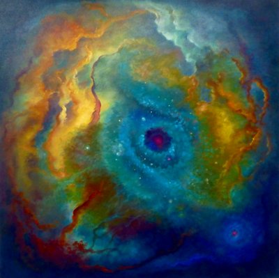 孔雀石星云，2023 年（布面油画） 作者 李·坎贝尔