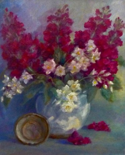 Stocks and Orange Blossom; 2020; (oil on canvas) 作者 李·坎贝尔