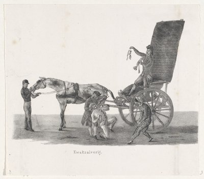 牧羊人与庸医，1835 年
庸医（物品上的标题）
1835 年 2 月 9 日，莱顿大学 H.H. 学生举行的游行结束时的单独表演（实物上的系列标题） 作者 伦德特·斯普林格 (I)