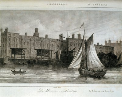 Bea Cukai London di Sungai Thames, Inggris (ukiran) 作者 勒迈特