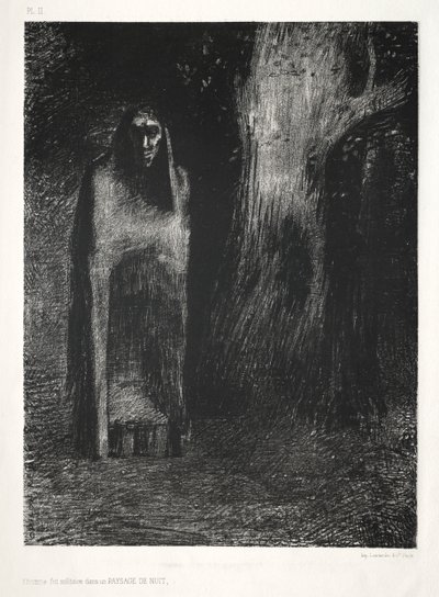 夜景中孤独的男人 作者 Lemercier 和 Cie。