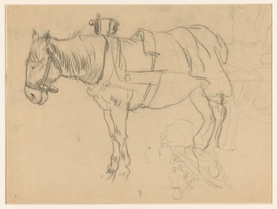 马匹和头部研究 作者 Leo Gestel（艺术家签名）