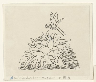 花与蜻蜓 作者 Leo Gestel（艺术家签名）