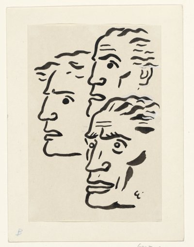 三个人的脸 作者 Leo Gestel（艺术家签名）
