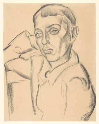 年轻人头枕着手 作者 Leo Gestel（艺术家签名）